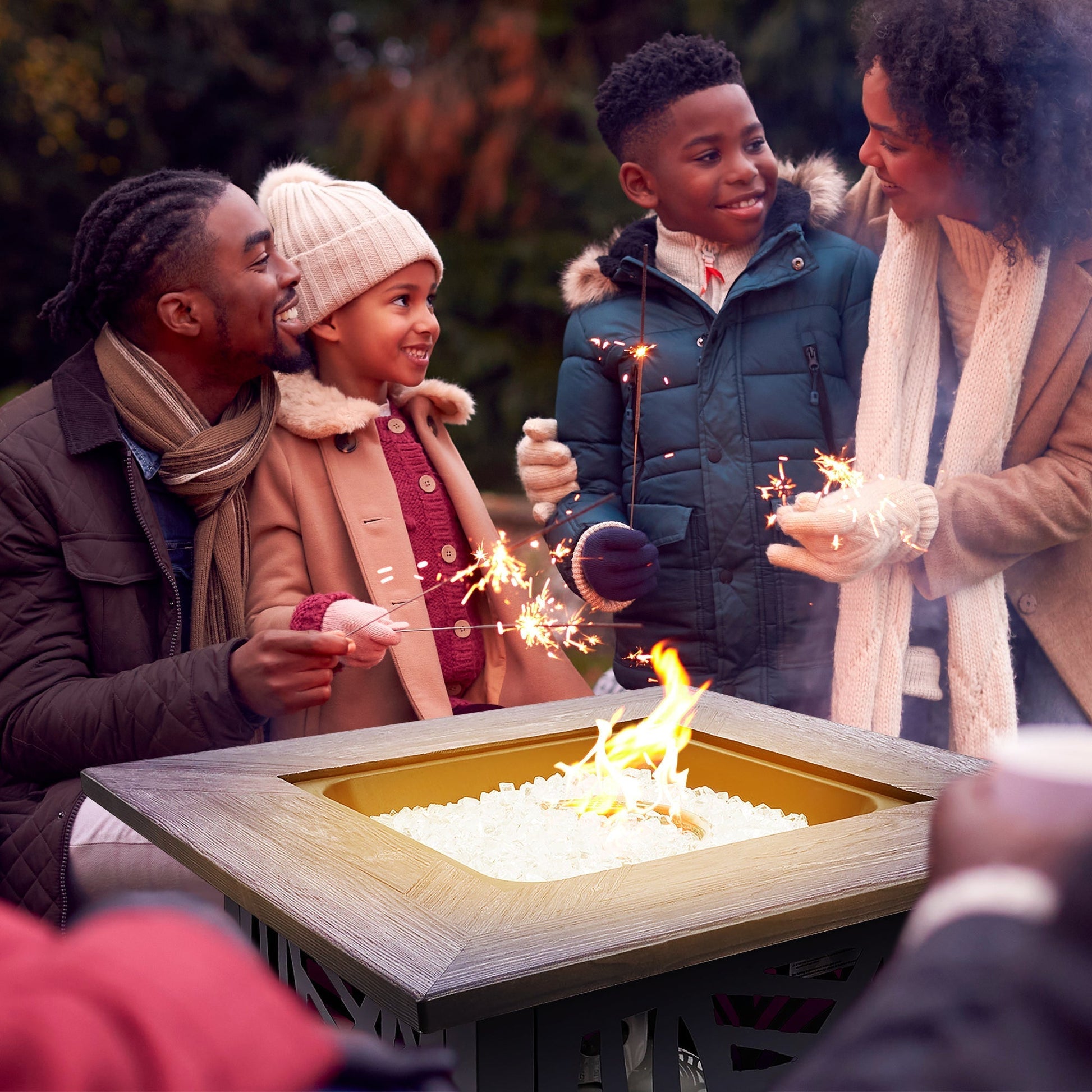 Endless Summer Lindsey 30 Inch Square Outdoor UV Printed LP Gas Fire Pit Table - Home OXO