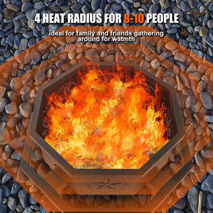MistMo Octagon Wood Fire Pit, 35" Metal Outdoor Firepit for Patio Party Black - Home OXO
