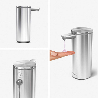 simplehuman 9 oz. Touch-Free Automatic Rechargeable Sensor Liquid Soap Dispenser, Brushed Stainless Steel