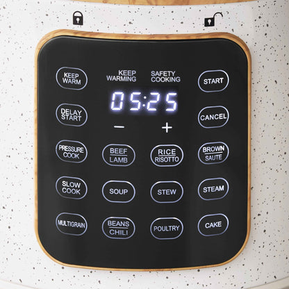 The Pioneer Woman Linen Speckle 6-Quart Pressure Cooker with Touch Control Display