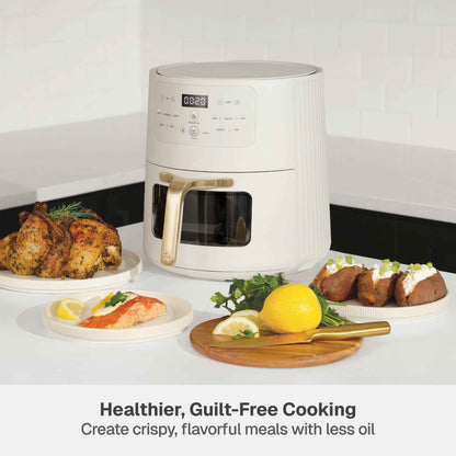 Thyme & Table 6QT Air Fryer, with ThymeCrisp™ and Ceramic-Coated Nonstick Basket, Sand White