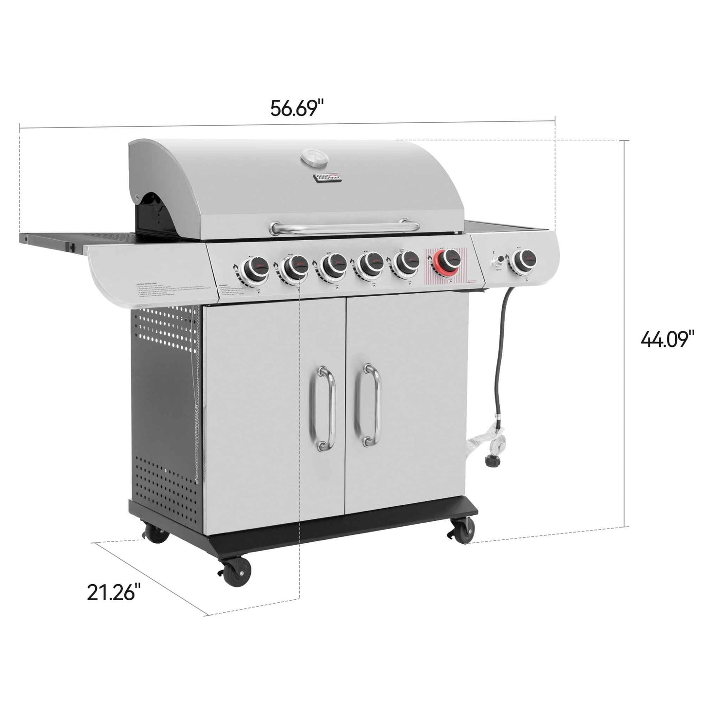 Royal Gourmet SG6002 Classic 6-Burner 71000-BTU LP Gas Grill with Sear Burner and Side Burner, Stainless Steel