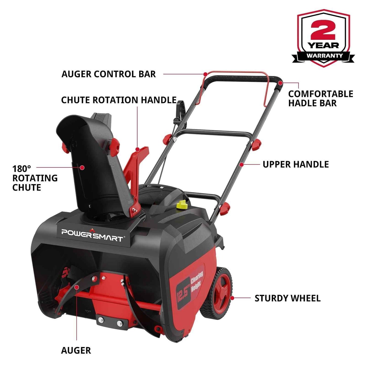 PowerSmart 21 inch 212cc Single Stage Gas Powered Push Gasoline Snow Blower