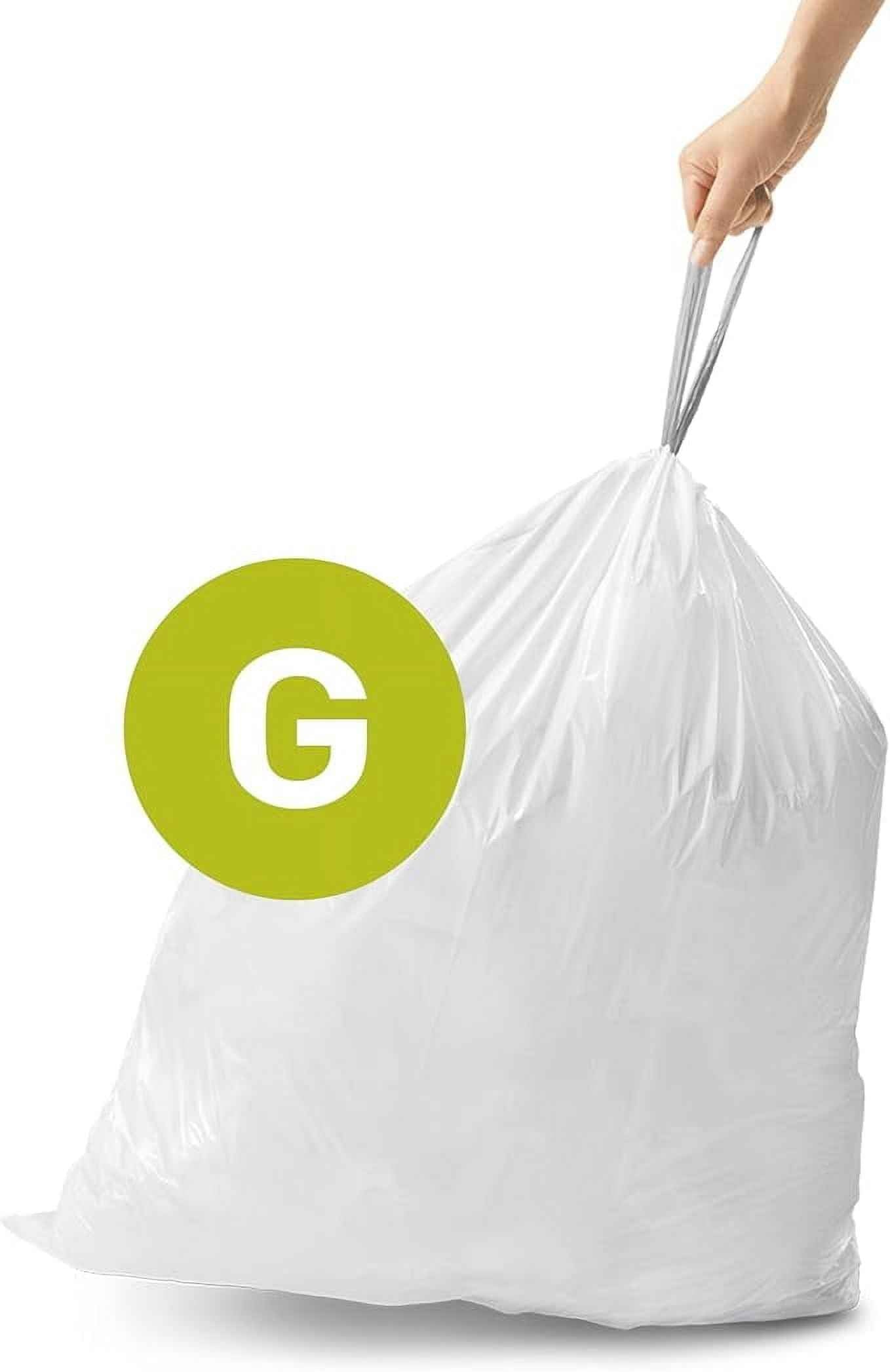 simplehuman Code G Custom Fit Drawstring Trash Bags, 200 Count, 30 Liter / 8 Gallon, White