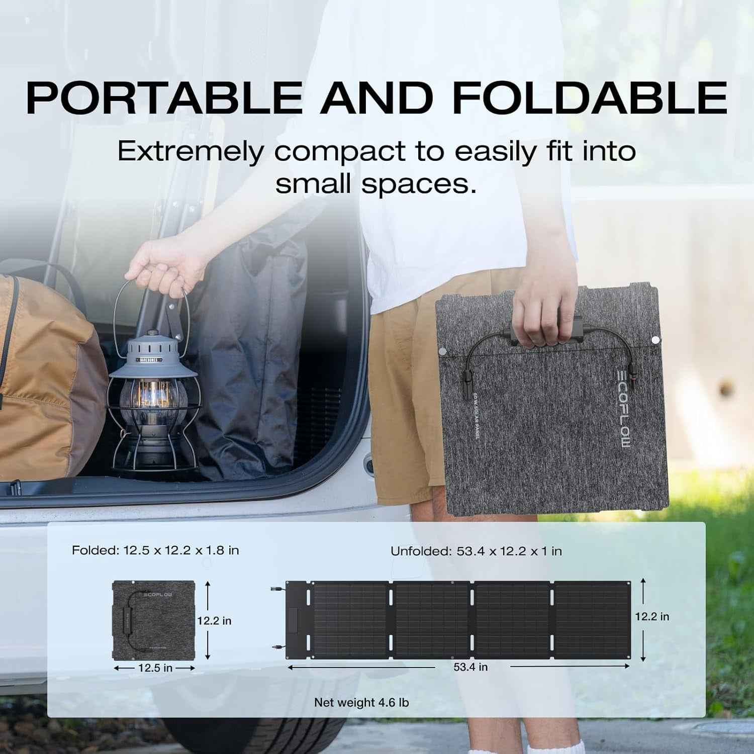 EF EcoFlow 60W Portable Solar Panel for Power Station, Foldable Solar Charger with Adjustable Kickstand, Waterproof IP67 for Outdoor Camping,RV,off Grid System