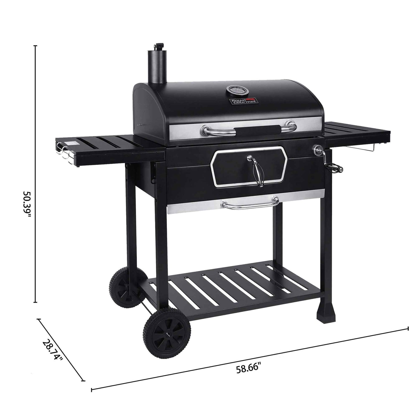 Royal Gourmet 30" CD2030AN Deluxe Charcoal Grill, BBQ Smoker Picnic Camping Patio Backyard Cooking, Black