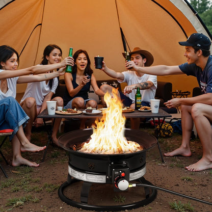 Homall Portable Propane Fire Pit for Outside, Smokeless Gas Fire Bowl with Auto-Ignition, 19-Inch Diameter Lid & Carry Kit, for Patio,, Black - Home OXO