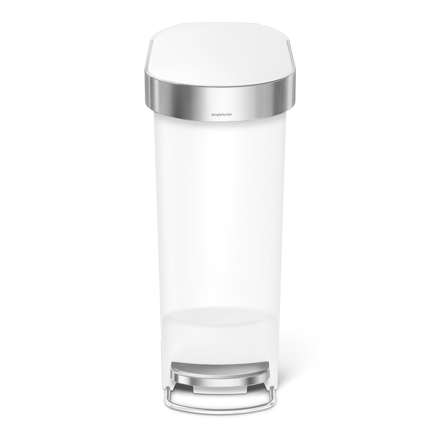 simplehuman 40 Liter / 10.6 Gallon Slim Kitchen Step Trash Can with Liner Rim, White Plastic - Home OXO