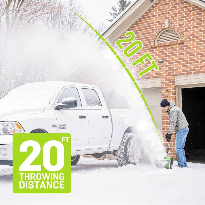 Steelite 21V 12 Inch Cordless Snow Shovel, Battery Powered Snow Blower with Directional Plate & Adjustable Front Handle,4.0-Ah Battery & Quick Charger Included