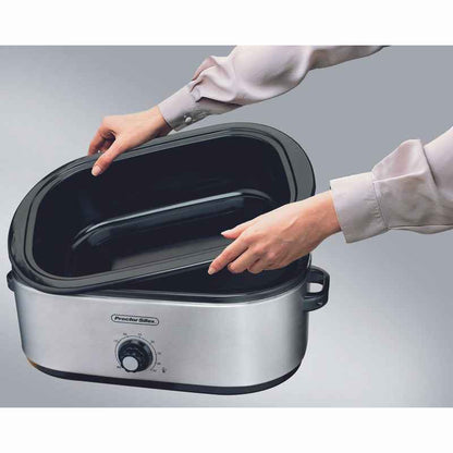 Proctor Silex Polished Chrome Black Aluminized Steel 18 qt Electric Roaster