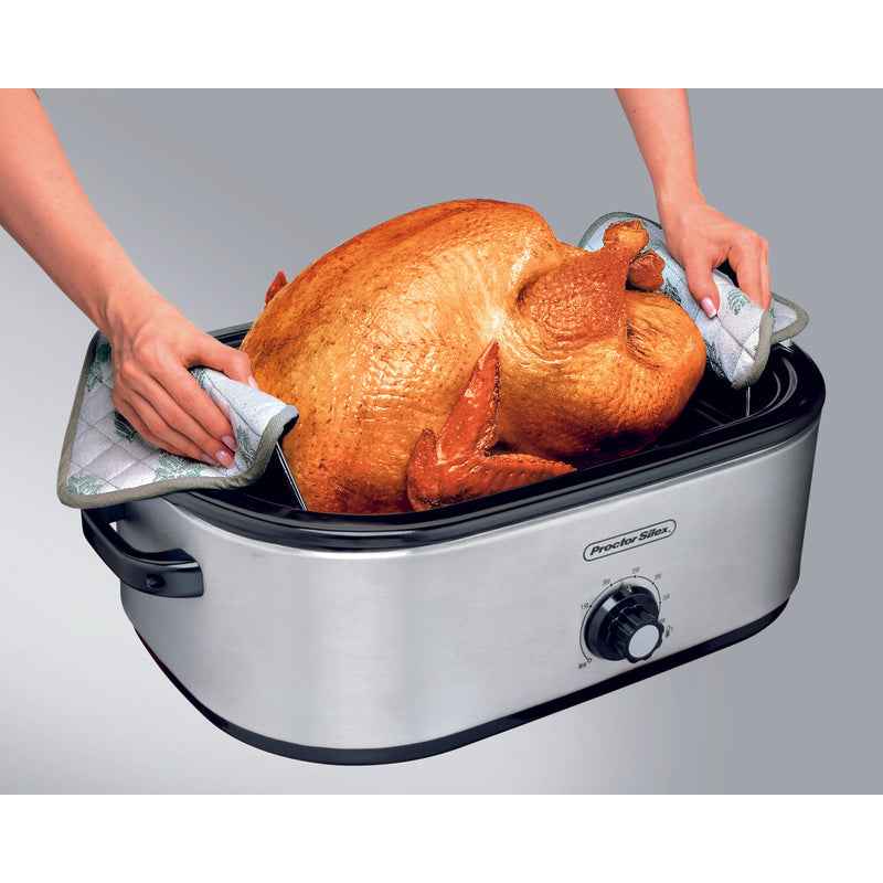Proctor Silex Polished Chrome Black Aluminized Steel 18 qt Electric Roaster