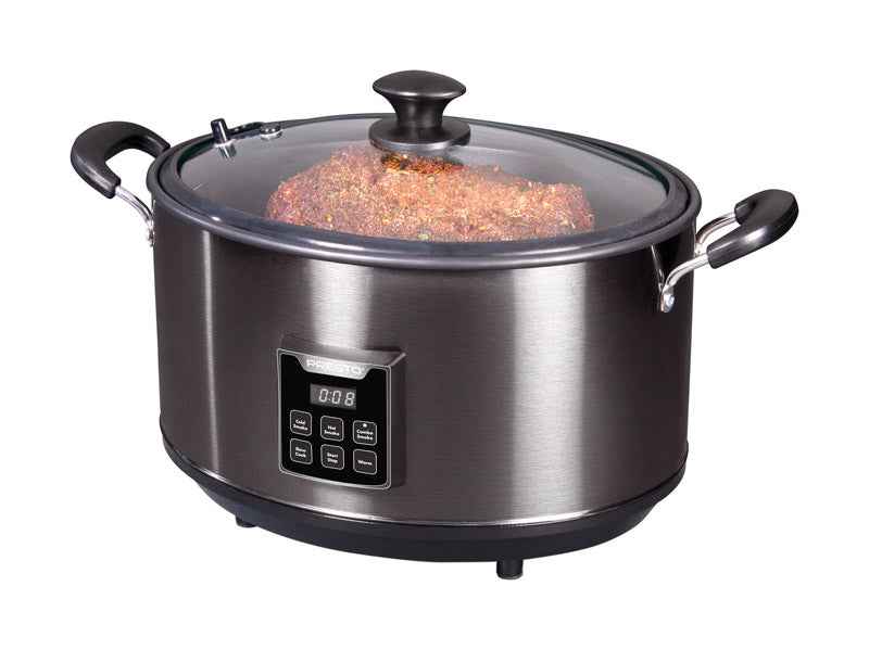 Presto 6 qt. Black Stainless Steel Programmable Slow Cooker/Smoker