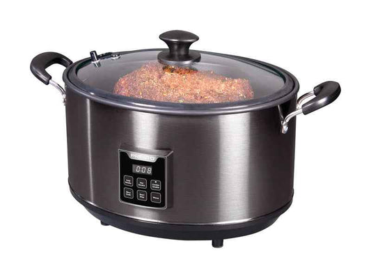 Presto 6 qt. Black Stainless Steel Programmable Slow Cooker/Smoker