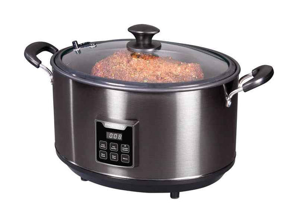 Presto 6 qt. Black Stainless Steel Programmable Slow Cooker/Smoker