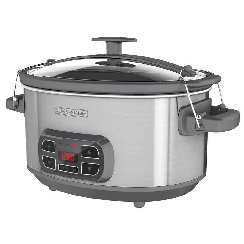 BLACK+DECKER 7 qt. Silver Stoneware Slow Cooker