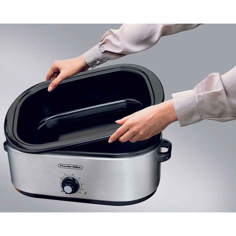 Proctor Silex Polished Chrome Black Aluminized Steel 18 qt Electric Roaster