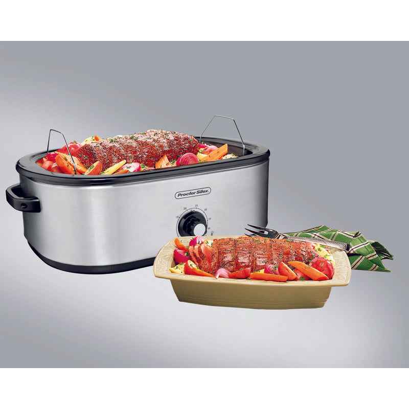 Proctor Silex Polished Chrome Black Aluminized Steel 18 qt Electric Roaster