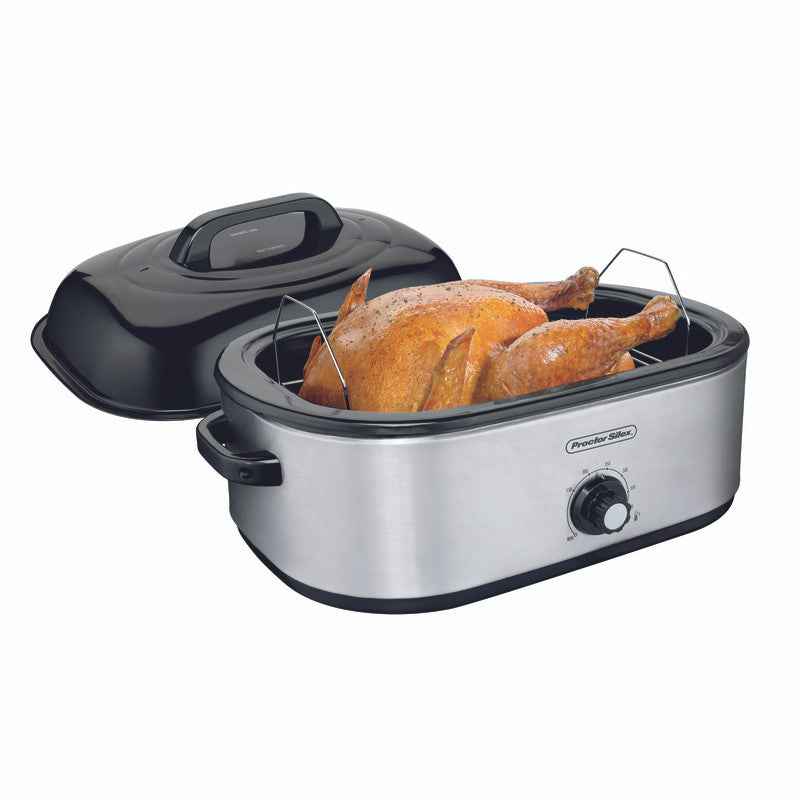 Proctor Silex Polished Chrome Black Aluminized Steel 18 qt Electric Roaster