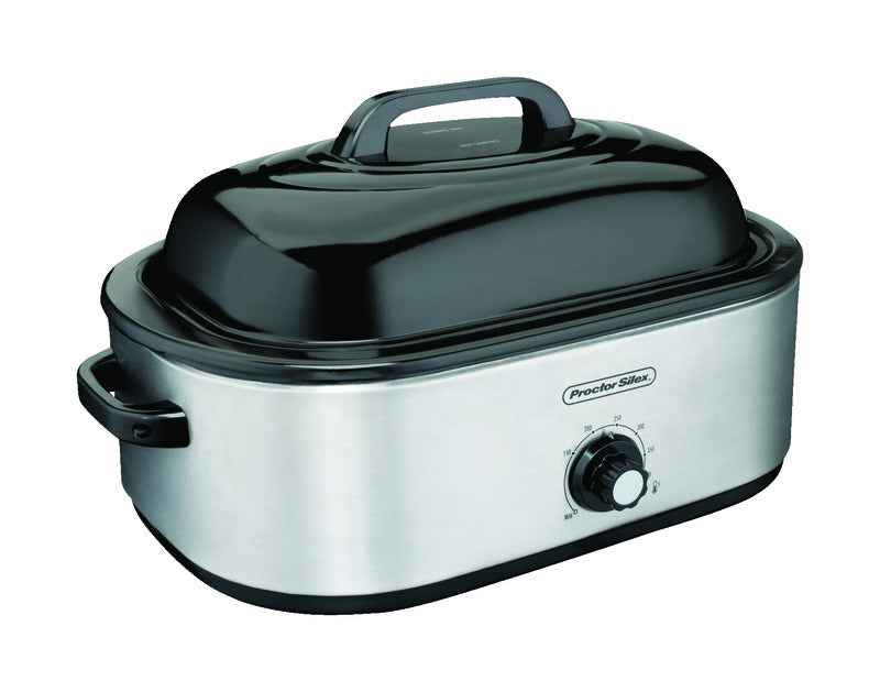 Proctor Silex Polished Chrome Black Aluminized Steel 18 qt Electric Roaster
