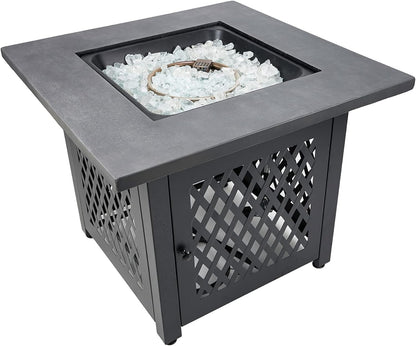 Endless Summer Charles 30 Inch Square Outdoor UV Printed LP Gas Fire Pit Table - Home OXO