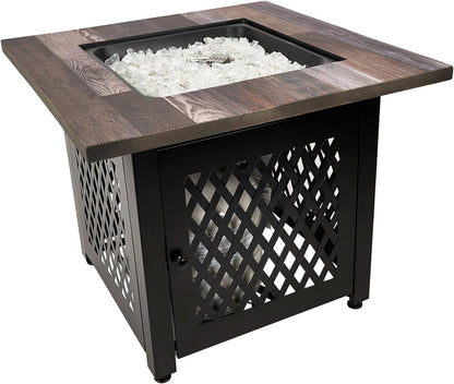 Endless Summer Nate 30 Inch Square Outdoor UV Printed LP Gas Fire Pit Table - Home OXO
