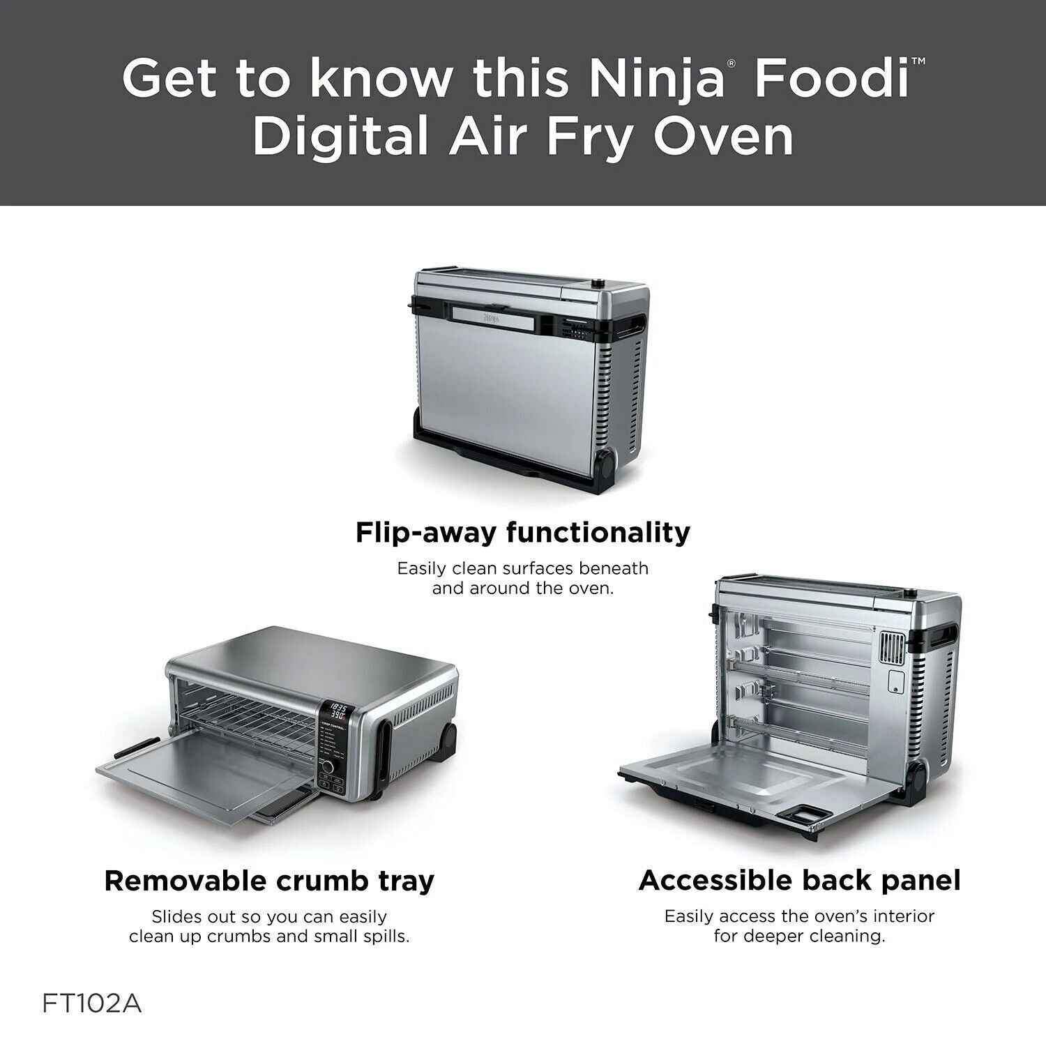 Ninja Foodi 6-in-1 Digital Air Fry, Large Toaster Oven, Flip-Away, SP080