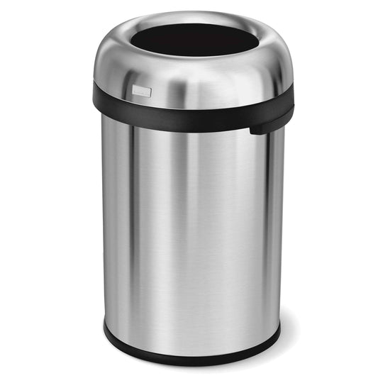 simplehuman 115 Liter / 30 Gallon Bullet Open Top Trash Can, Brushed Stainless Steel