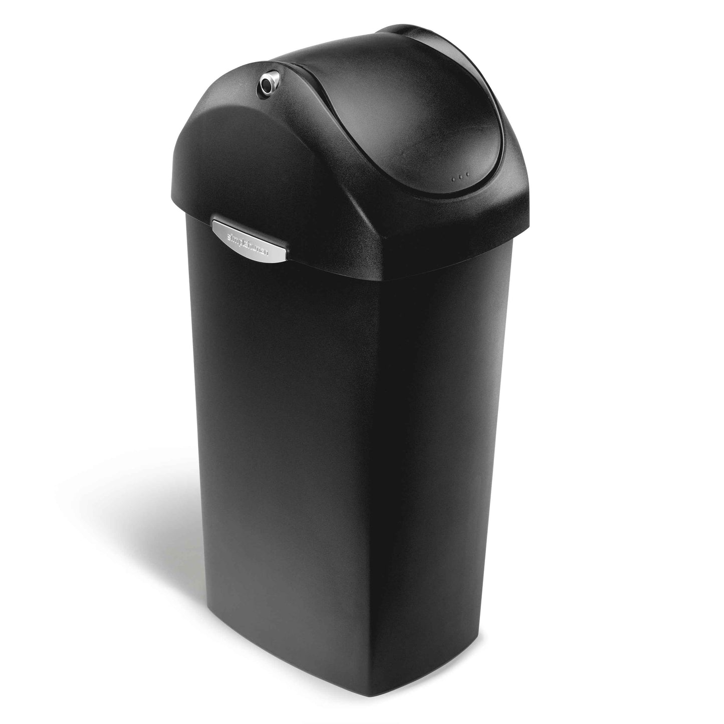 simplehuman 16 gal Plastic Swing Lid Kitchen Trash Can, Black