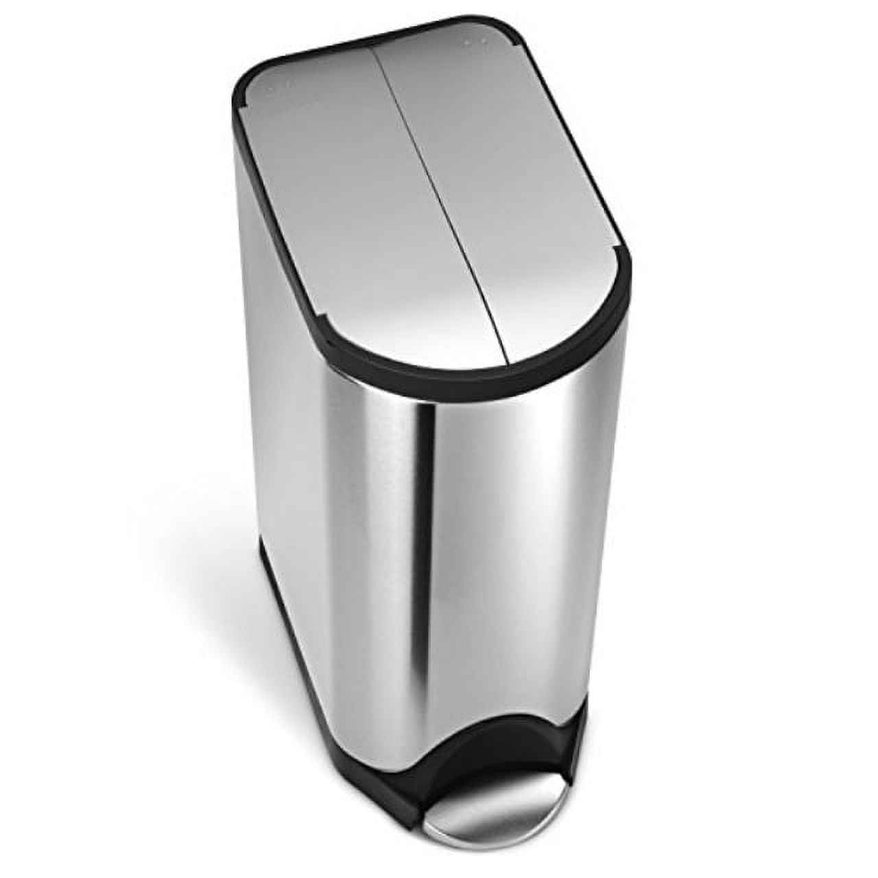simplehuman 30 Liter / 8 Gallon Stainless Steel Butterfly Lid Kitchen Step Trash Can, Brushed Stainless Steel