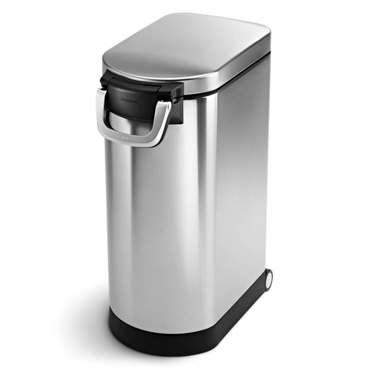simplehuman 35 Liter X-Large Pet Food Storage Container, Brushed Stainless Steel for Dog Food, Cat Food, and Bird Feed