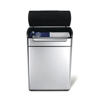 simplehuman 48 Liter / 12.7 Gallon Touch-Bar Kitchen Dual Compartment Trash Can Recycler, Brushed Stainless Steel - Home OXO