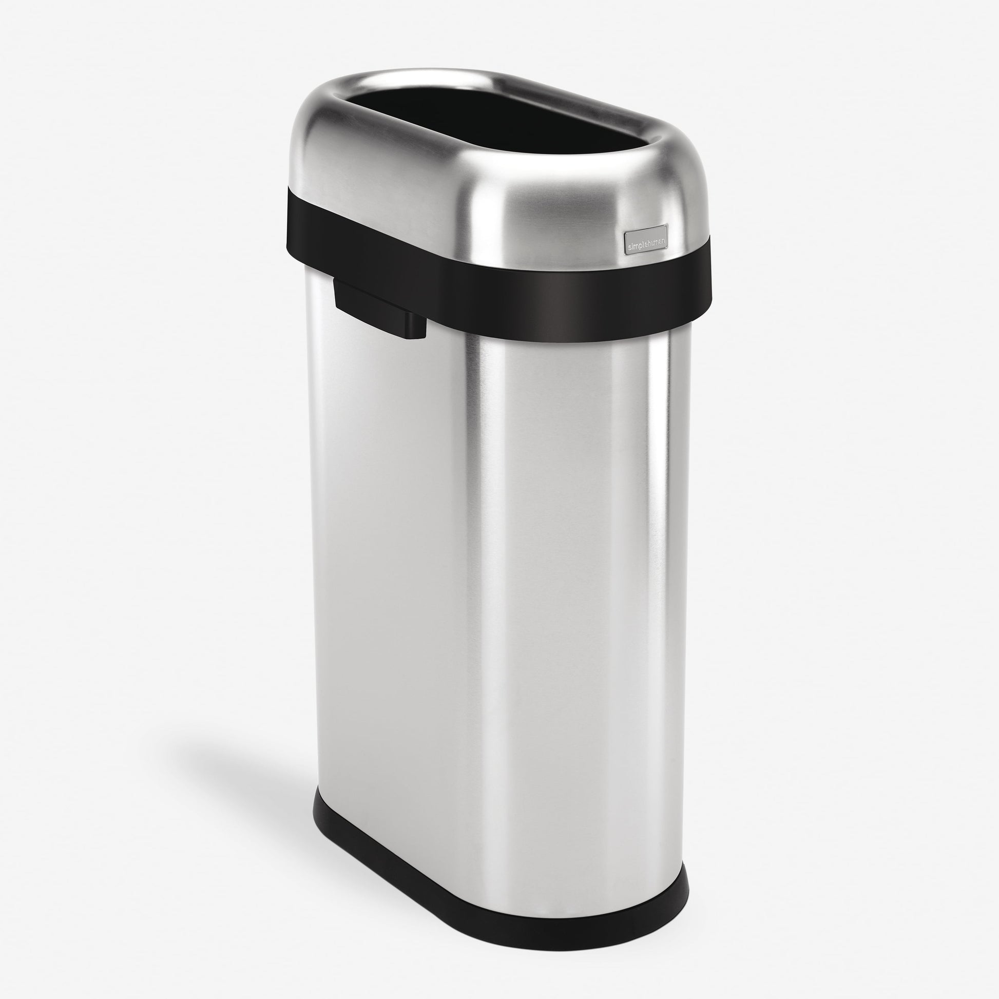 simplehuman 50 Liter / 13.2 Gallon Slim Open Top Trash Can, Commercial Grade Heavy Gauge Brushed Stainless Steel - Home OXO
