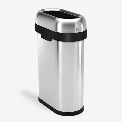 simplehuman 50 Liter / 13.2 Gallon Slim Open Top Trash Can, Commercial Grade Heavy Gauge Brushed Stainless Steel - Home OXO