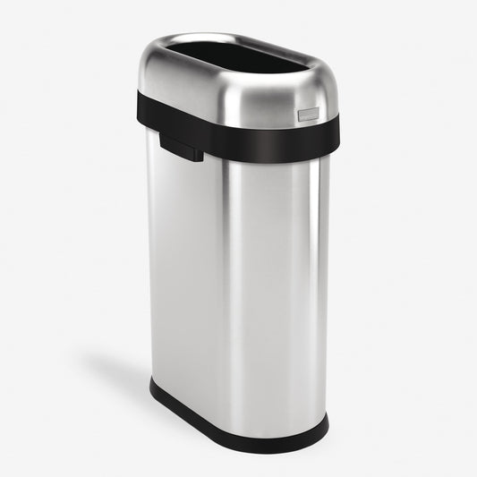 simplehuman 50 Liter / 13.2 Gallon Slim Open Top Trash Can, Commercial Grade Heavy Gauge Brushed Stainless Steel - Home OXO