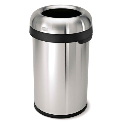 simplehuman 80 Liter / 21.1 Gallon Bullet Open Top Trash Can, Commercial Grade Heavy Gauge Brushed Stainless Steel