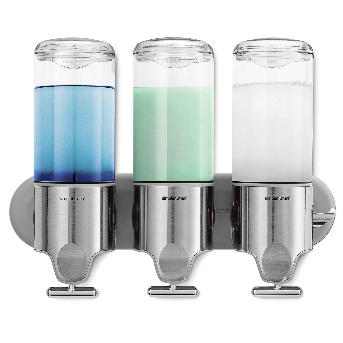 simplehuman Triple Wall Mount Shower Pump, Shampoo and Soap Dispensers