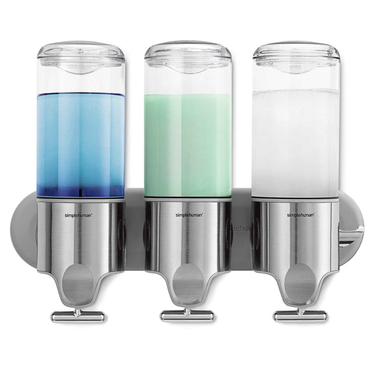 simplehuman Triple Wall Mount Shower Pump, Shampoo and Soap Dispensers