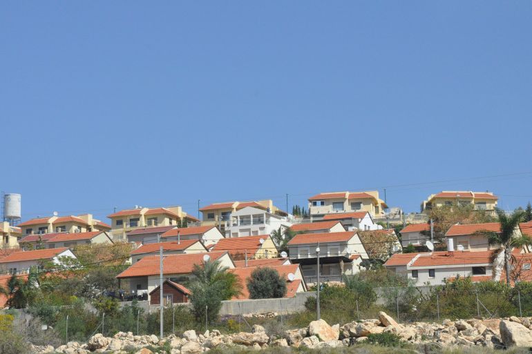 The scene shows an aspect of the settlement's residential areas "Ariel"which is one of the largest settlements established in the West Bank and is a major settlement center that reflects Israel's accelerated expansion policy in the occupied Palestinian territories.