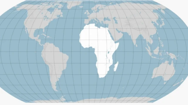 Map of the world according to iso-terrestrial projection