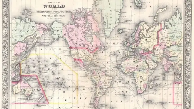 Mitchell's map of the world on the Mercator projection, 1864