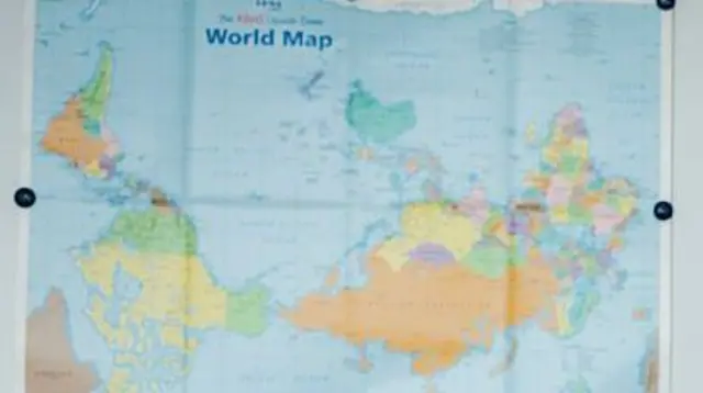 Map of the world in the upper south. Archive photo.