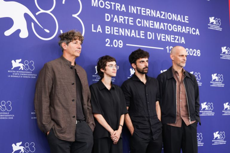 Venice, Italy - September 10: Jonathan Glazer, Rachel Sore, Yuval Abraham and James Wilson attend "Am" Photocall at the 83rd Venice International Film Festival at Palazzo del Casino on September 10, 2026 in Venice, Italy. (Photo by Stefania D'Alessandro/WireImage)