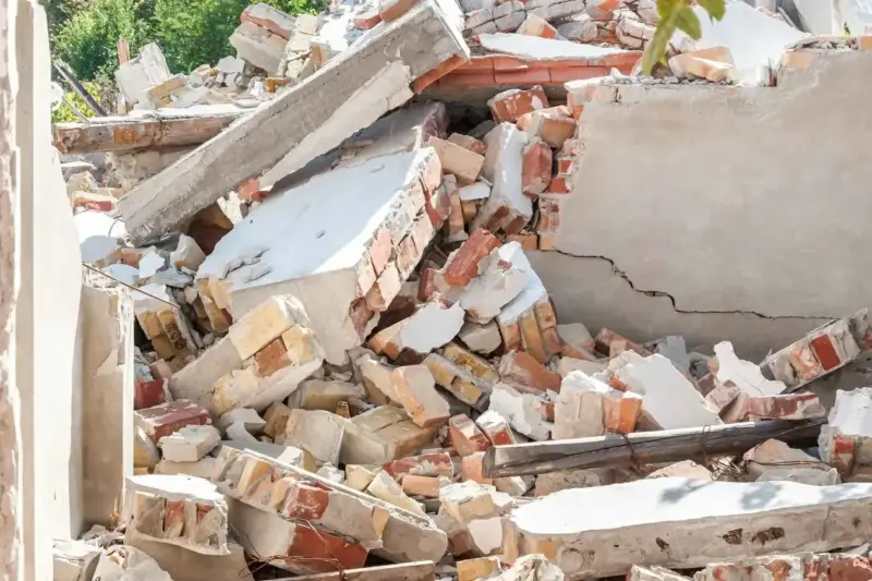 A house damaged by the war in Syria collapsed on its owner